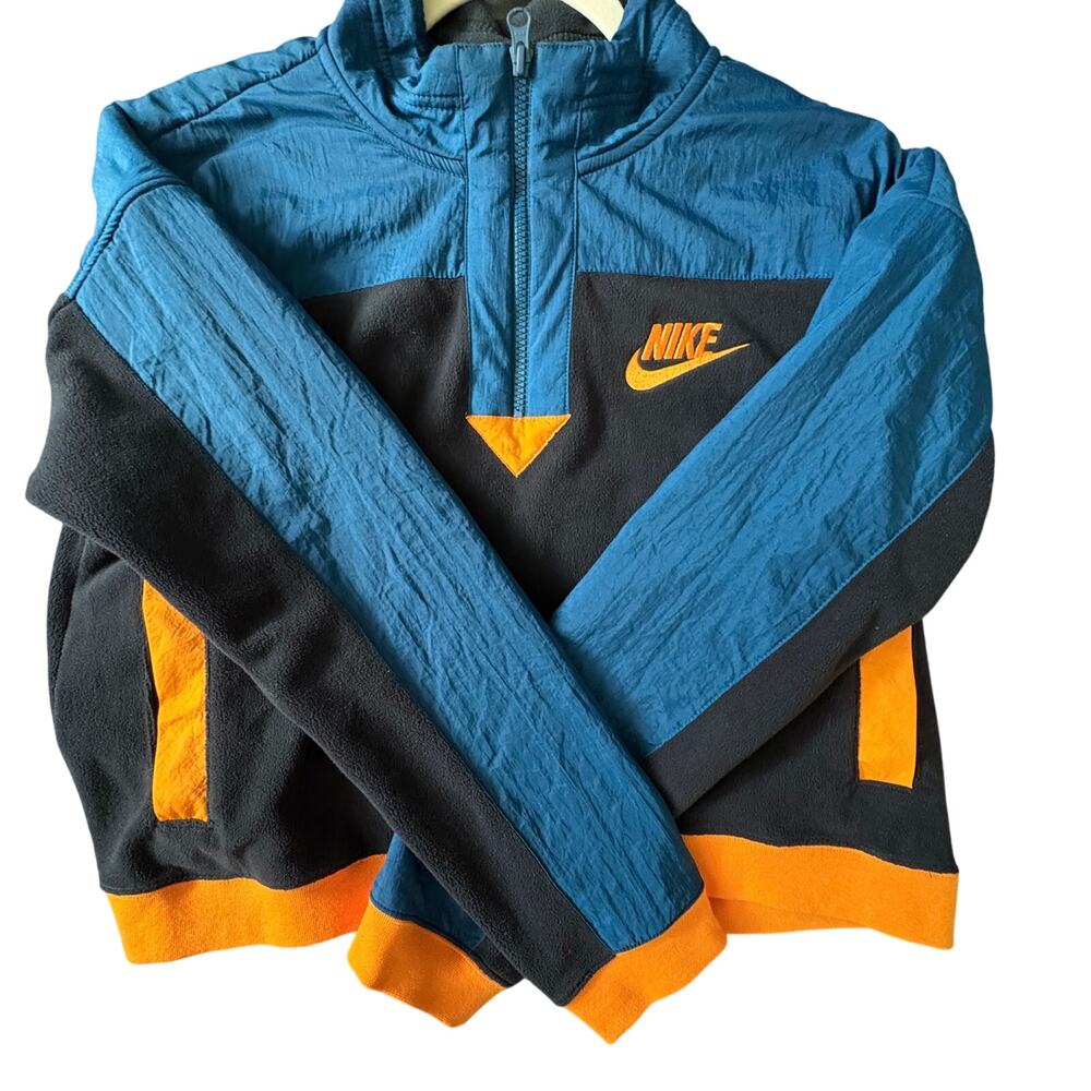 Nike Cropped Fleece Quarter Zip Pullover Sweatshirt M Block Retro Prep Y2K - Picture 2 of 7